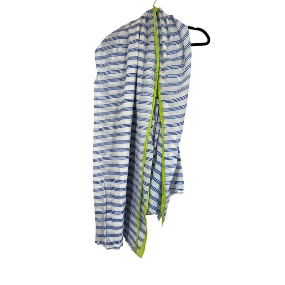 JCP Scarf Women 80" Blue Striped Swim Beach Coverup Neon Retro Neutral Classic - Picture 1 of 8